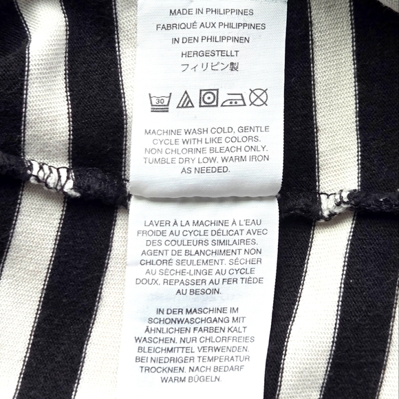 J Crew Black & White Striped Ruffle Sleeve 100% Cotton Tshirt Blouse EUC - Picture 5 of 6